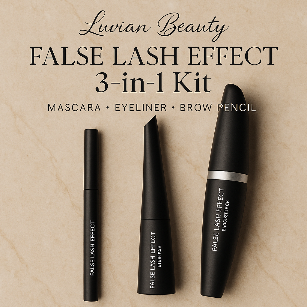 Luvian Beauty False Lash Effect 3-in-1 Set – Mascara, Liquid Eyeliner & Eyebrow Pencil
